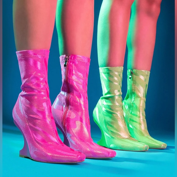 NWT. Azalea Wang Lime Lime Inverse Heel Bootie. - Picture 6 of 8